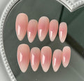 Soft Pink Jelly Ombre Glossy Almond Press-On Nails | 24 Pcs + Free Kit