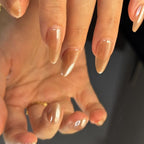 Glossy Caramel Nude Almond Press-On Nails | 30 Pcs + Free Kit