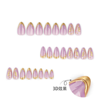 Mauve Purple Gold Butterfly Chrome Almond Press-On Nails | 24 Pcs + Free Kit
