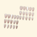 Warm Taupe Pearl Chrome Almond Press-On Nails | 30 Pcs + Free Kit