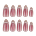 Pink Ombre French Tip Glossy Almond Press-On Nails | 30 Pcs + Free Kit