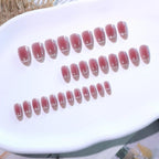 Pink Ombre French Tip Glossy Almond Press-On Nails | 30 Pcs + Free Kit