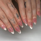 Pink Ombre French Tip Glossy Almond Press-On Nails | 30 Pcs + Free Kit