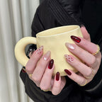 Coffin Deep Wine & Polka Dot Mixed Press-On Nails