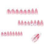 3D Pink Glitter Ombre Almond Press-Ons with Butterfly & Rhinestones