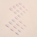 Pearl Ombre Almond Press-On Nails with Gold Sun & Moon | 24 Pcs + Free Kit