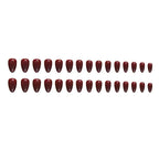 Deep Burgundy Glossy Stiletto Press-On Nails | 24 Pcs + Free Kit