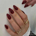 Deep Burgundy Glossy Stiletto Press-On Nails | 24 Pcs + Free Kit