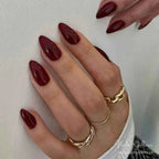 Deep Burgundy Glossy Stiletto Press-On Nails | 24 Pcs + Free Kit