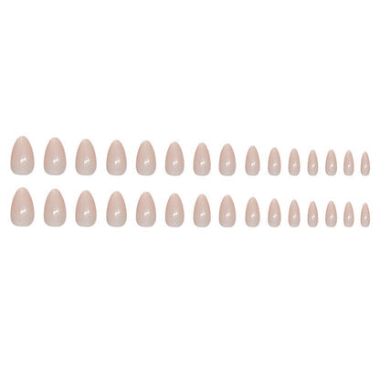 Warm Taupe Pearl Chrome Almond Press-On Nails | 30 Pcs + Free Kit