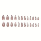 Rose Gold Glitter Butterfly Nude Almond Press-On Nails | 24 Pcs + Free Kit