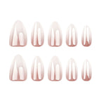 Glazed Nude Ombre Almond Press-On Nails with Pearl Finish | 30 Pcs + Free Kit