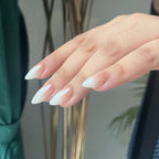 Glazed Nude Ombre Almond Press-On Nails with Pearl Finish | 30 Pcs + Free Kit