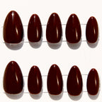 Dark Chocolate Glossy Almond Press-On Nails | 24 Pcs + Free Kit