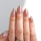 Glossy Caramel Nude Almond Press-On Nails | 30 Pcs + Free Kit