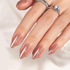 Glossy Caramel Nude Almond Press-On Nails | 30 Pcs + Free Kit