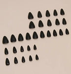 Solid Jet Black Glossy Almond Press-On Nails | 30 Pcs + Free Kit