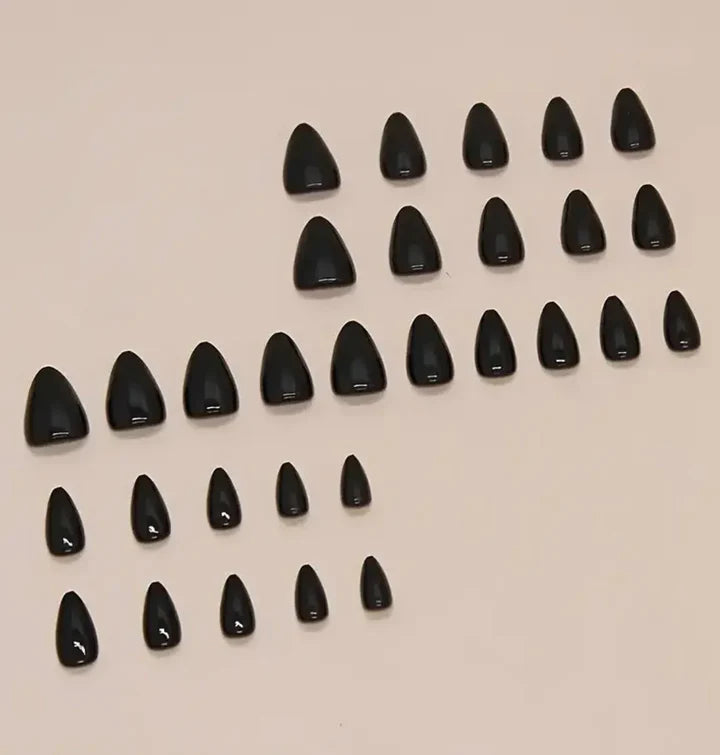 Midnight Noir Short Almond Solid Black Press ons