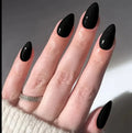 Solid Jet Black Glossy Almond Press-On Nails | 30 Pcs + Free Kit