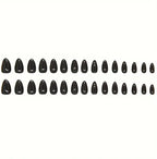 Solid Jet Black Glossy Almond Press-On Nails | 30 Pcs + Free Kit