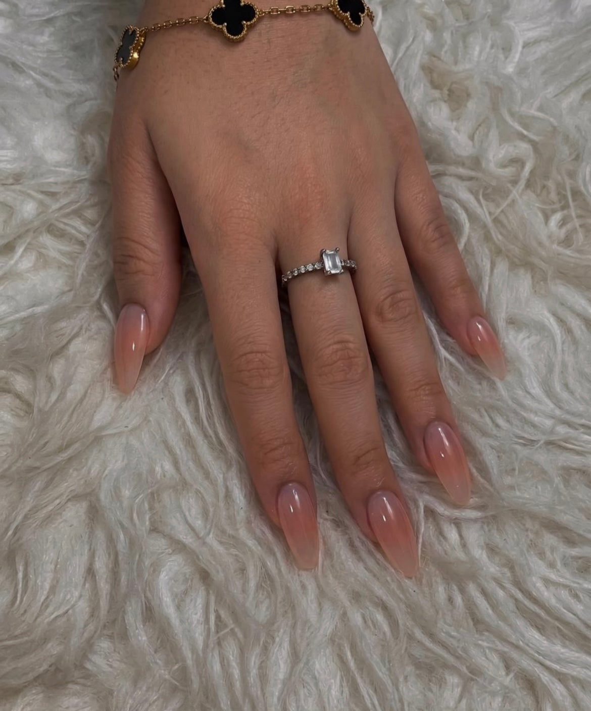Soft Pink Jelly Ombre Glossy Almond Press-On Nails | 24 Pcs + Free Kit