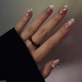 3D Sheer White Cloud with Rhinestone Crystal Almond Press-On Nails | 24 Pcs + Free Kit