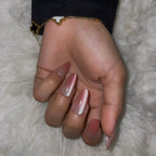 Rose Pink Pearl Shimmer Medium Almond Press-On Nails | 30 Pcs + Free Kit
