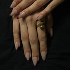 Red French Tip Glossy Nude Almond Press-On Nails | 24 Pcs + Free Kit