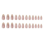 Nude Pink 3D Gold Textured French Tip Handmade Almond Press-On Nails | 24 Pcs + Free Kit