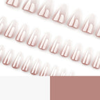 Glazed Nude Ombre Almond Press-On Nails with Pearl Finish | 30 Pcs + Free Kit
