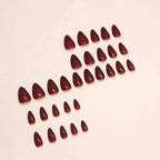Deep Burgundy Glossy Stiletto Press-On Nails | 24 Pcs + Free Kit