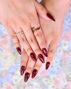 Dark Chocolate Glossy Almond Press-On Nails | 24 Pcs + Free Kit