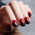 Deep Red & Black Ombre Short Square Press-On Nails | 30 Pcs + Free Kit