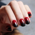 Deep Red & Black Ombre Short Square Press-On Nails | 30 Pcs + Free Kit